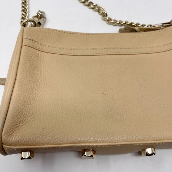 Rebecca Minkoff Nude Cream Mini Mac Crossbody Bag Chainlink Leather Zip Closure - Picture 13 of 16